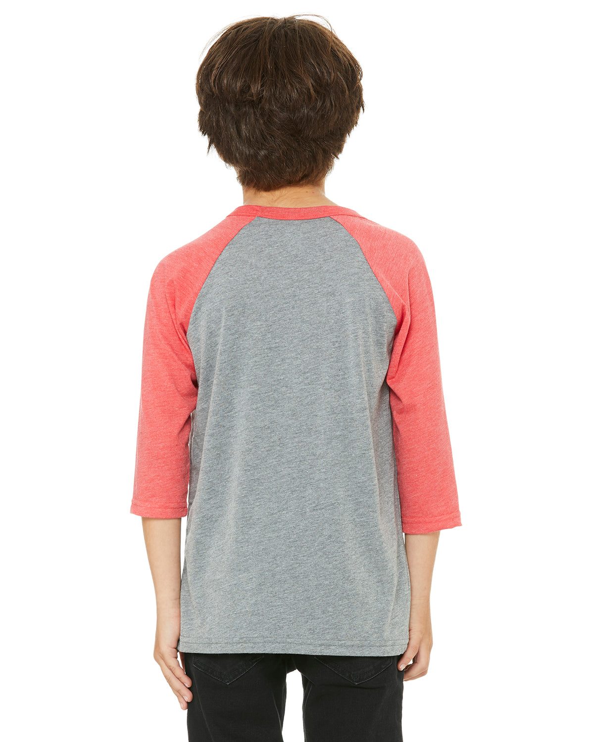 Youth 3/4-Sleeve Baseball T-Shirt - Gray / Red Triblend