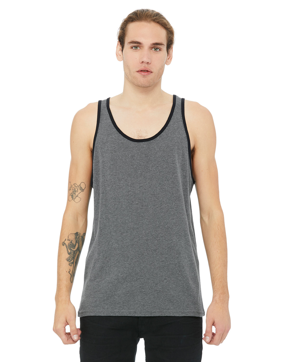 Unisex Jersey Tank - Heather Deep / Black