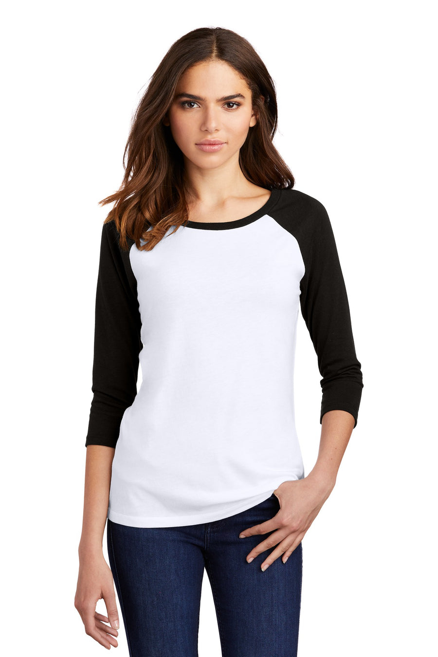 Women's Perfect Tri 3/4-Sleeve Raglan - Black / White
