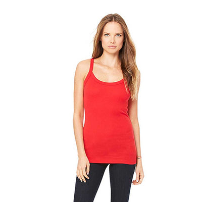 Women's Sheer Mini Rib Thin Strap Tank - Red