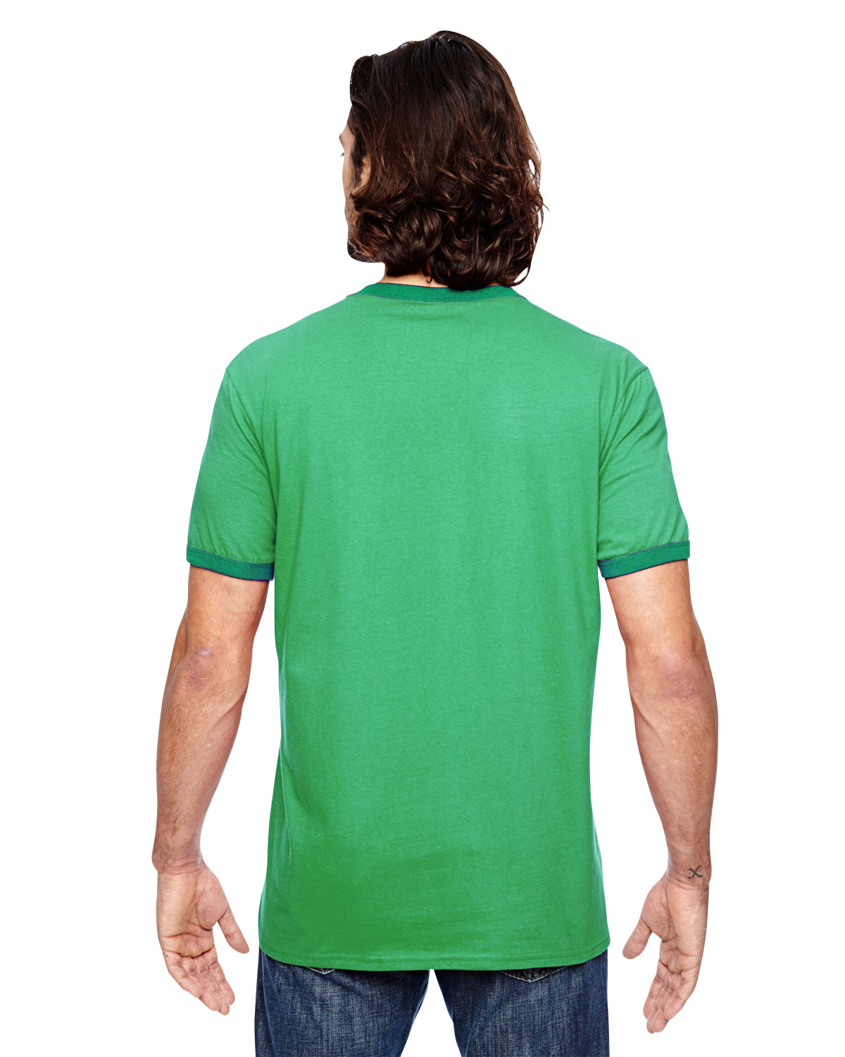 Unisex Lightweight Ringer T-Shirt - Heather Green / Kelly Green