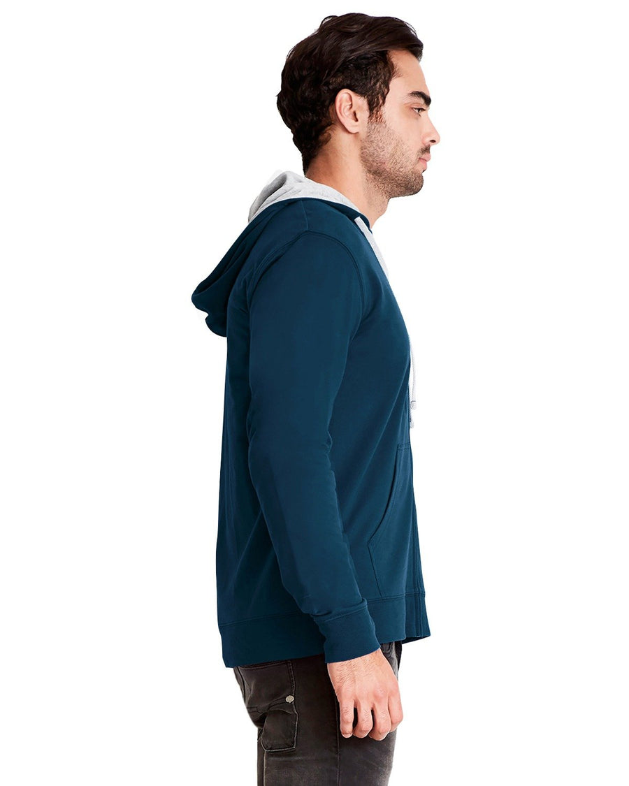 Unisex French Terry Zip Hoodie - Midnight Navy / Heather Gray