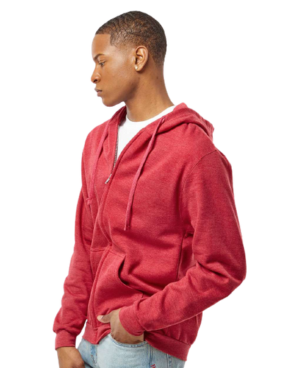 Unisex Fleece Zip Hoodie - Heather Red