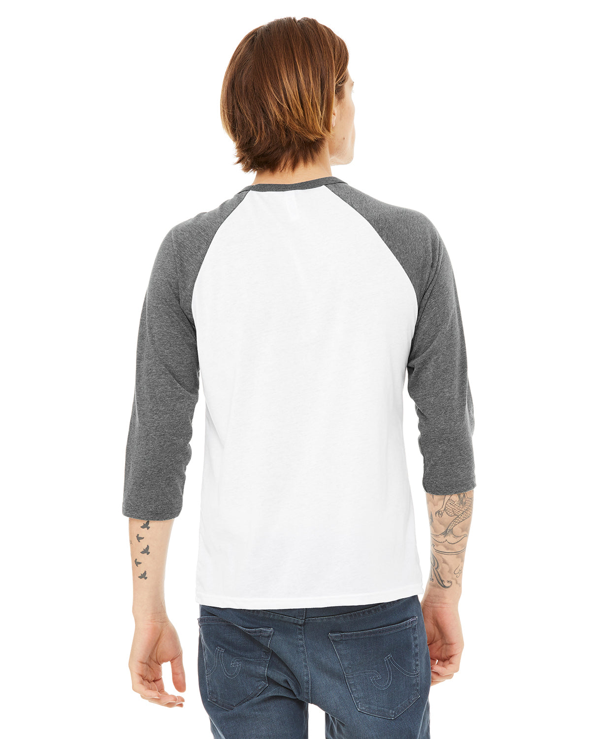 Unisex 3/4-Sleeve Baseball T-Shirt - White / Heather Deep