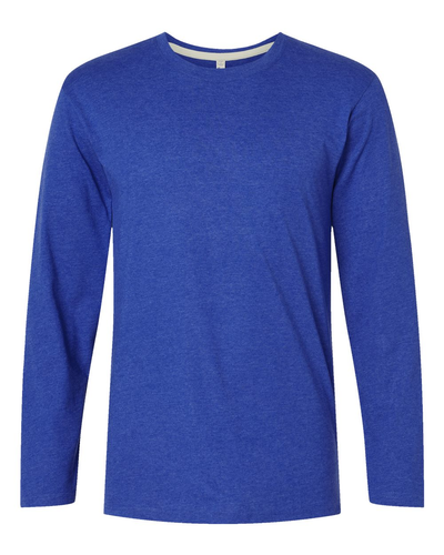 Forward Shoulder Long Sleeve Fine Jersey Tee - Vintage Royal / Natural