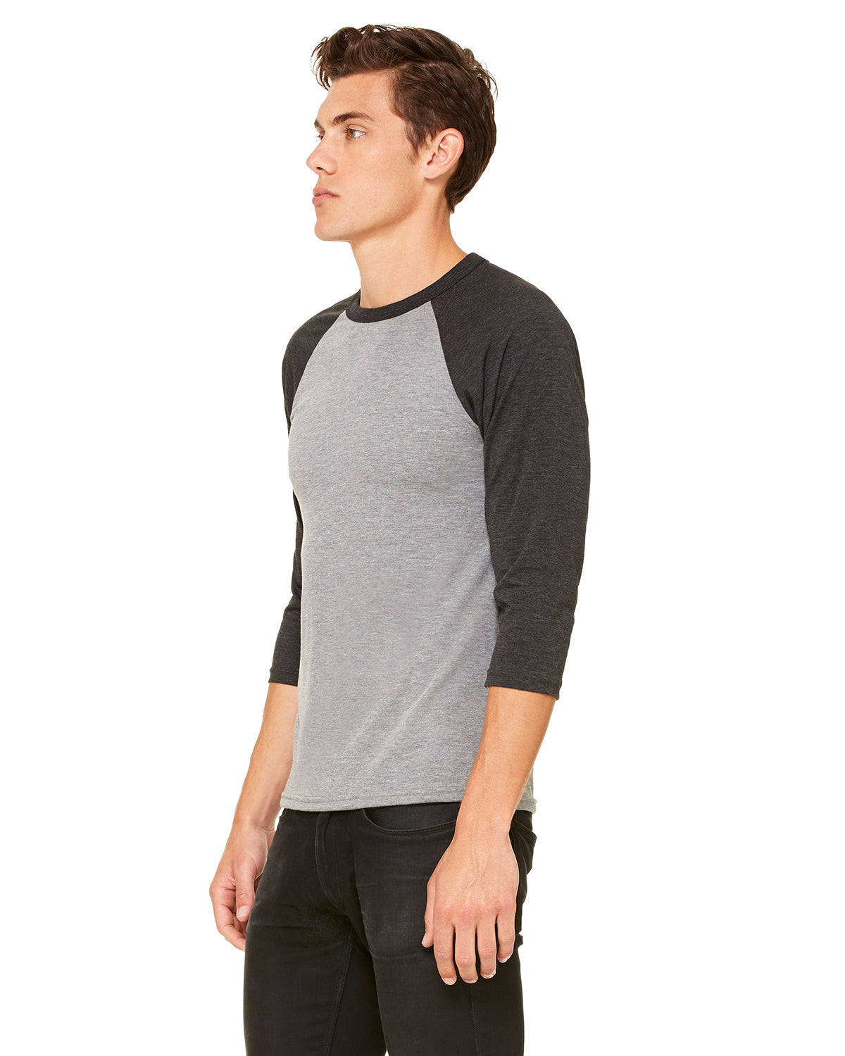 Unisex 3/4-Sleeve Baseball T-Shirt - Gray / Charcoal Triblend