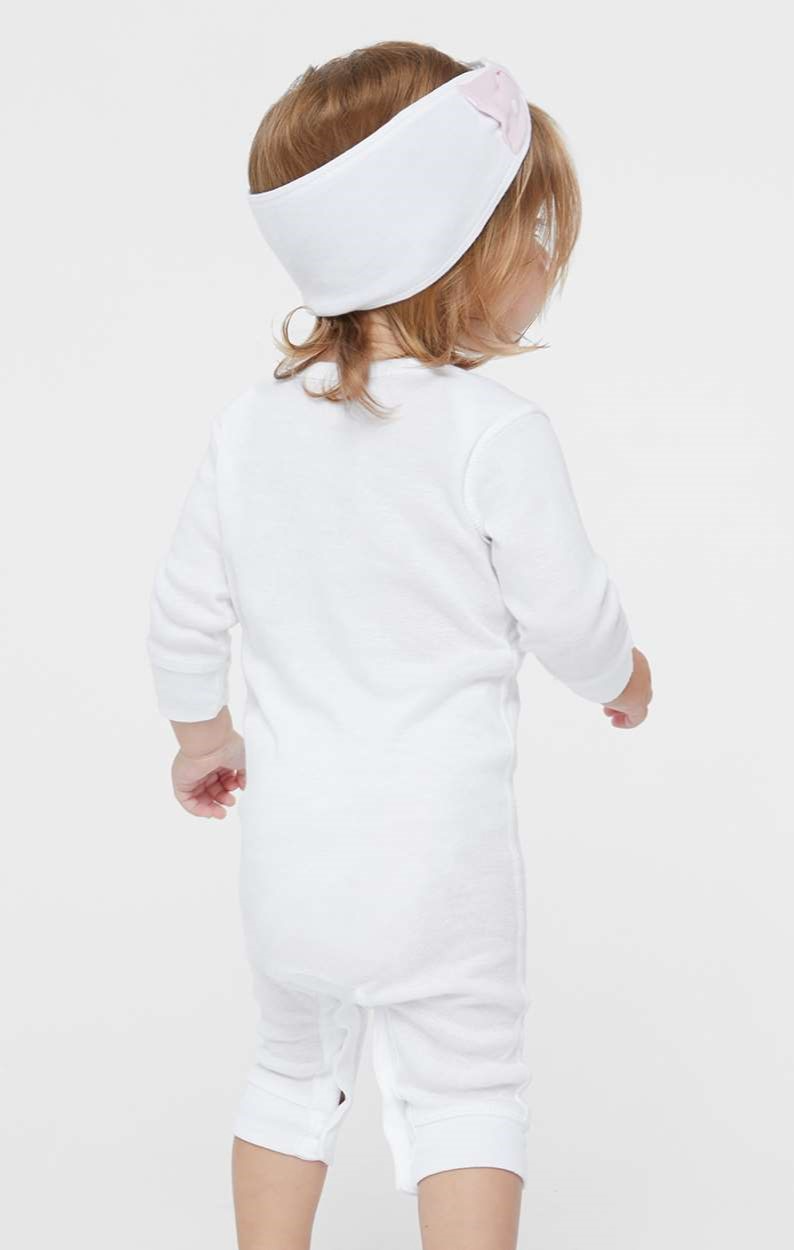 Infant Long-Sleeve Baby Rib Coverall - White