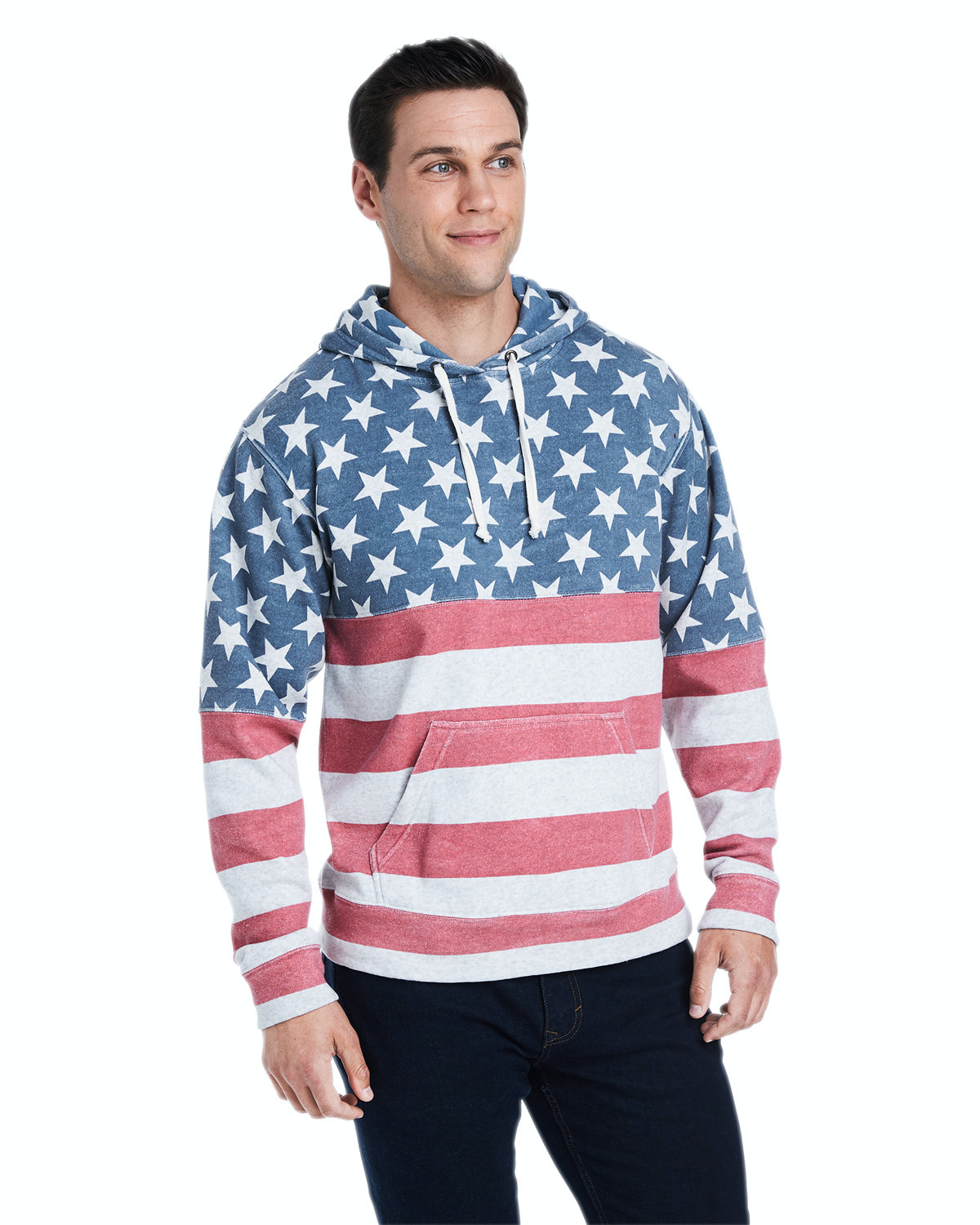 Unisex Triblend Pullover Fleece Hoodie - Stars & Stripes Triblend