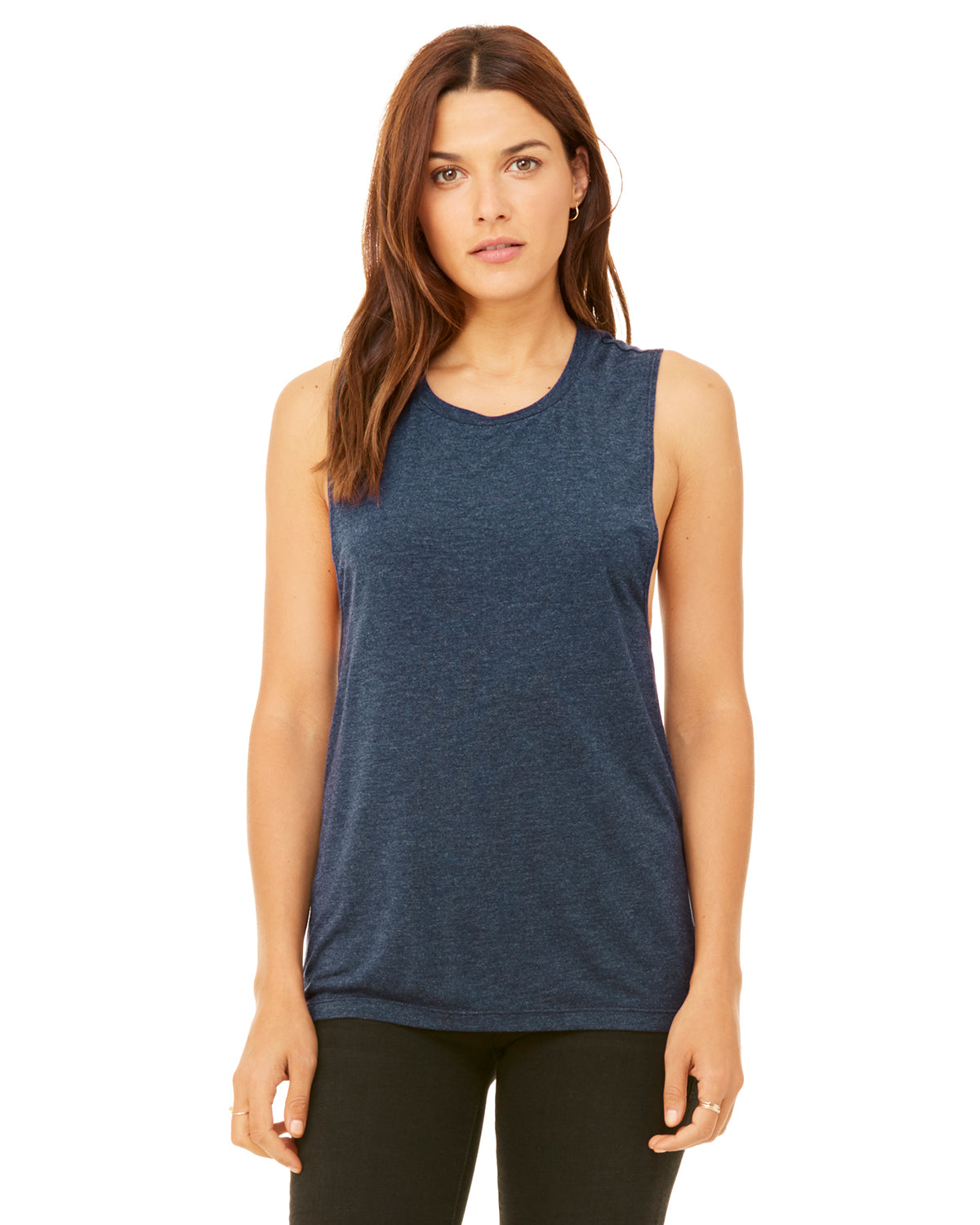 Women's Flowy Scoop Muscle Tank - Heather Navy