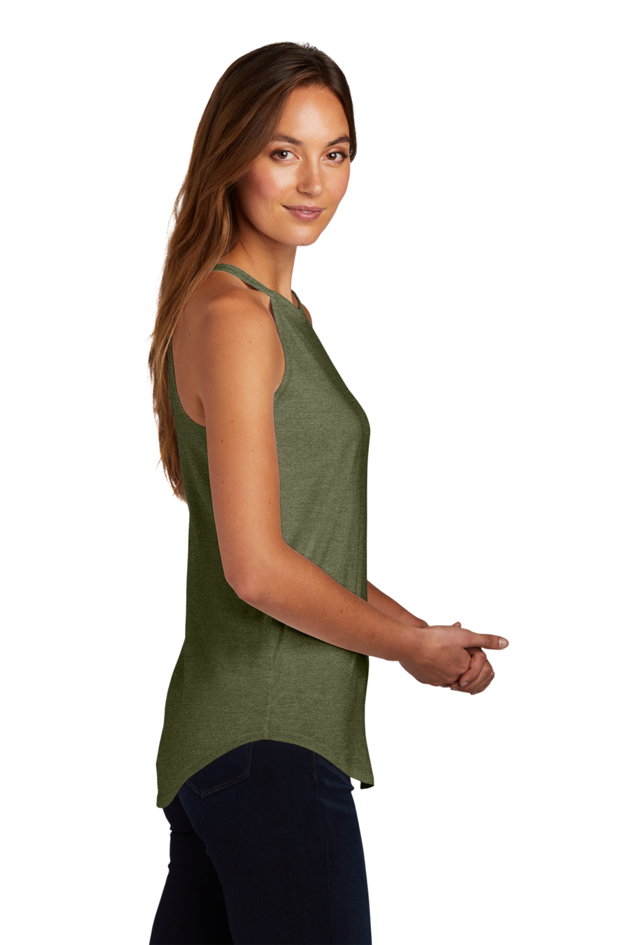 Women's Perfect Tri Rocker Tank - Military Green Fr