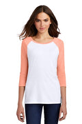 Women's Perfect Tri 3/4-Sleeve Raglan - Heather Dusty Peach / White
