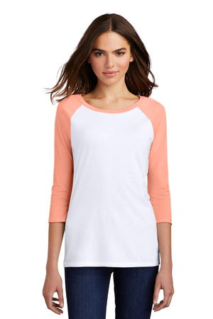 Women's Perfect Tri 3/4-Sleeve Raglan - Heather Dusty Peach / White