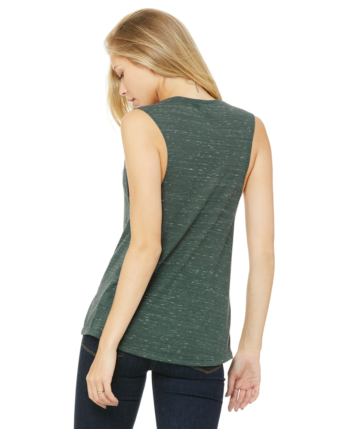 Women's Flowy Scoop Muscle Tank - Forest Marble