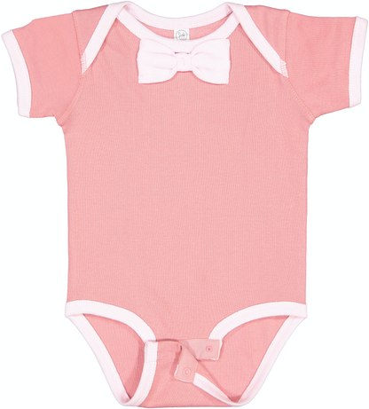 Infant Baby Rib Bow Tie Bodysuit - Mauvelous / Blrna