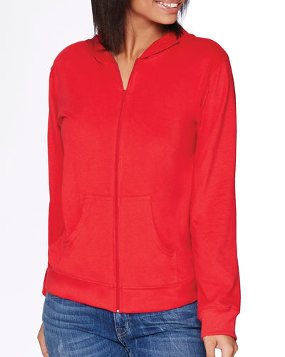 Unisex Sueded Full-Zip Hoodie - Red