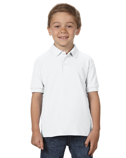 Youth Double Piqué Polo - White