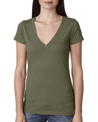 Women's Triblend Deep V - Military Green