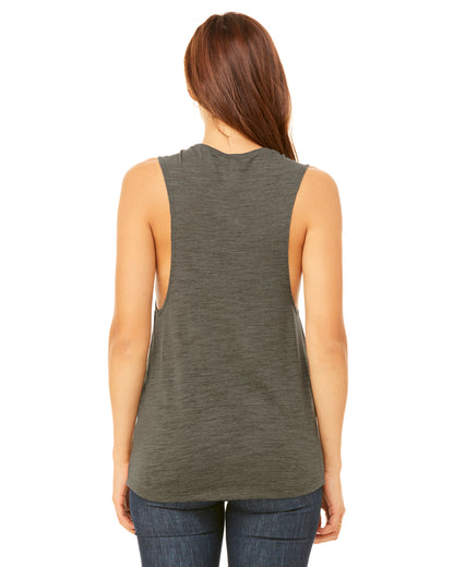 Women's Flowy Scoop Muscle Tank - Olive Slub