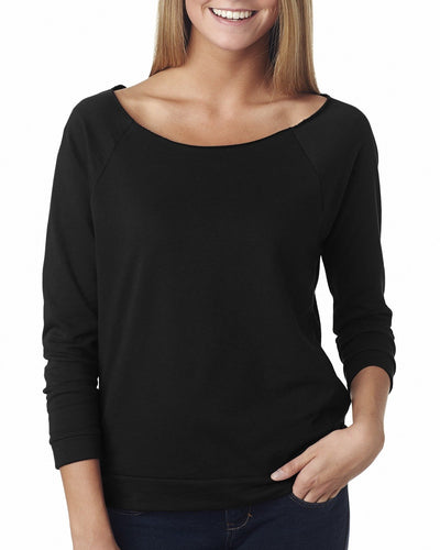 Women's French Terry 3/4-Sleeve Raglan - Black
