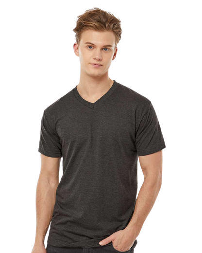 Unisex Poly-Rich V-Neck Tee - Heather Graphite