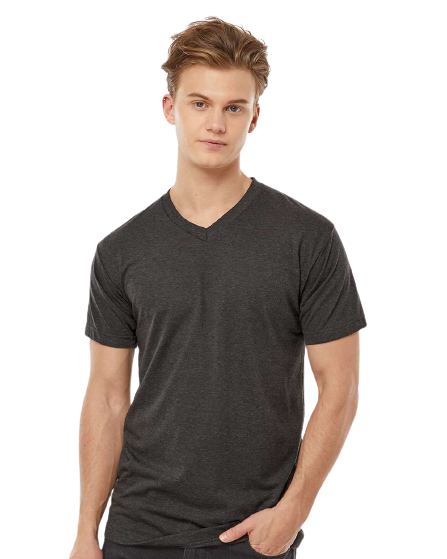 Unisex Poly-Rich V-Neck Tee - Heather Graphite