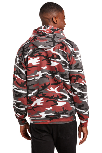 Unisex Core Fleece Camo Pullover Hoodie - Red Camo