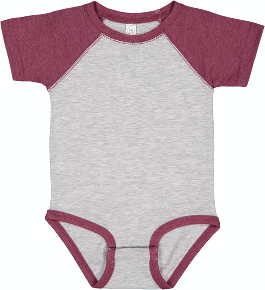 Infant Baseball Bodysuit - Vintage Heather / Vintage Burg