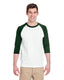 Gildan G570 - Unisex Heavy Cotton��� 3/4-Raglan Sleeve T-Shirt - White / Forest