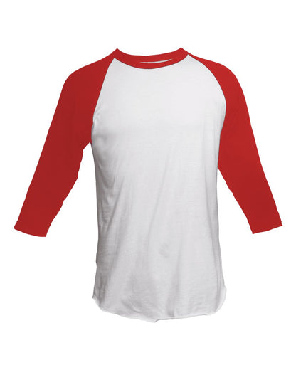 Unisex Fine Jersey Raglan Tee - White/ Red