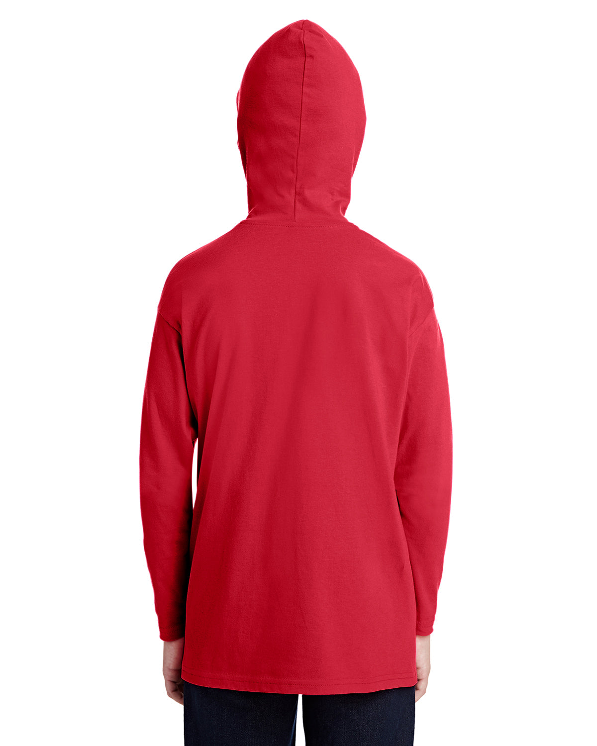 Youth Long-Sleeve Hooded T-Shirt - Red
