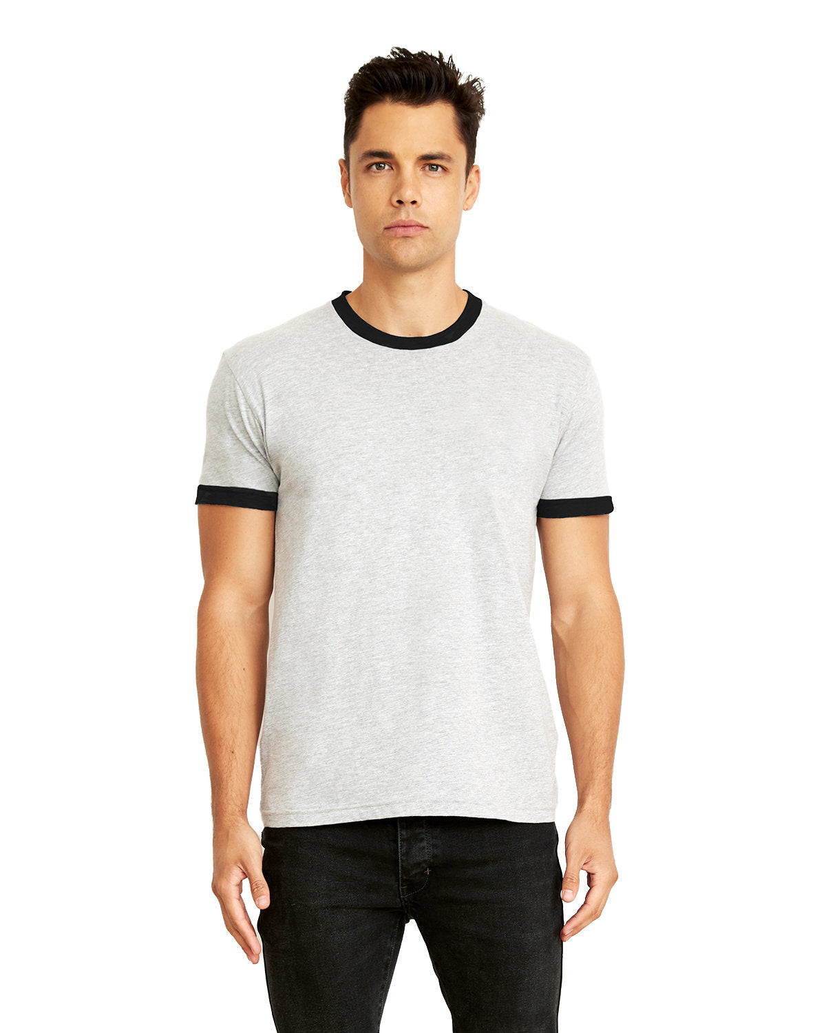 Unisex Ringer T-Shirt - Heather Gray / Black
