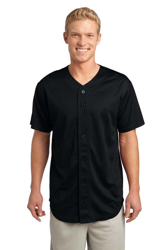 Unisex PosiCharge Tough Mesh Full-Button Jersey - Black