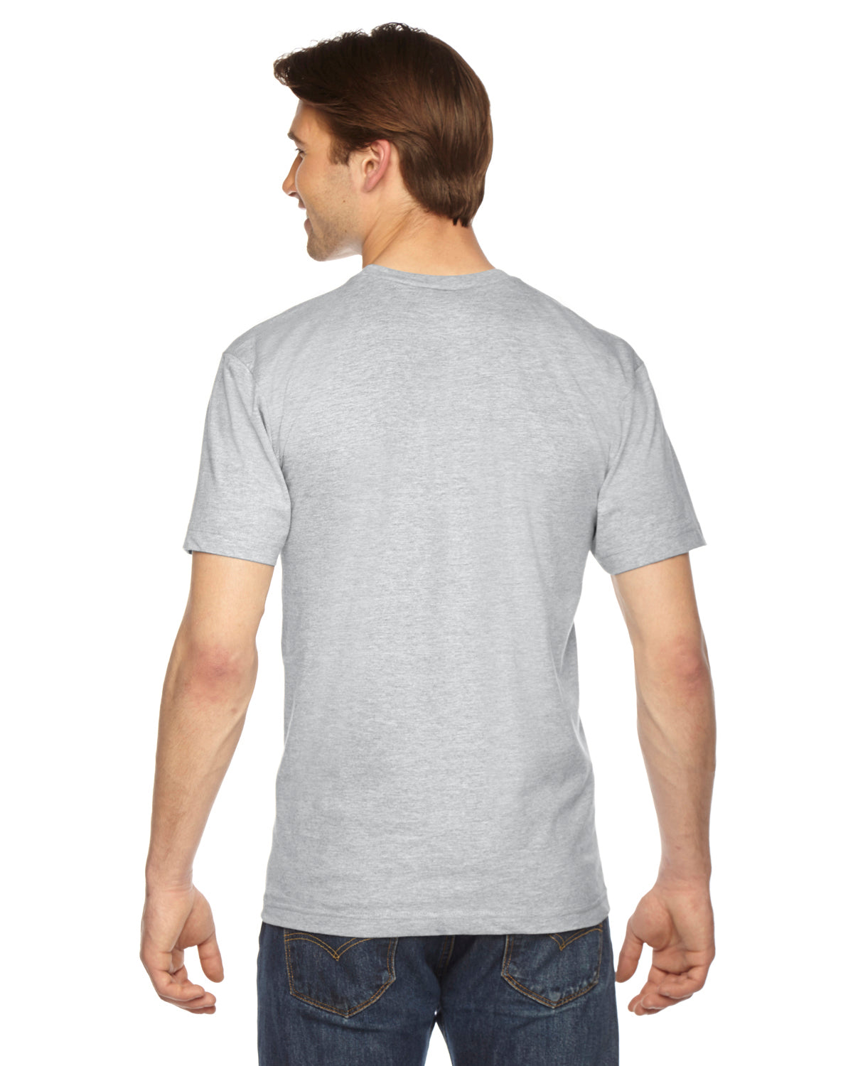 Unisex Fine Jersey Short-Sleeve V-Neck T-Shirt - Heather Gray