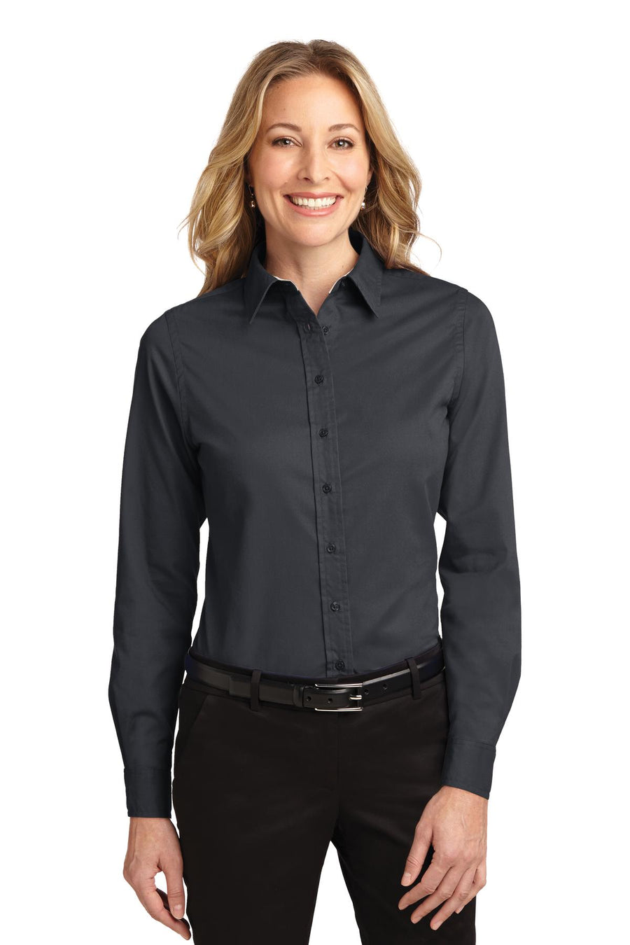 Women's Long Sleeve Easy Care Shirt - Cl Navy / Light Stone