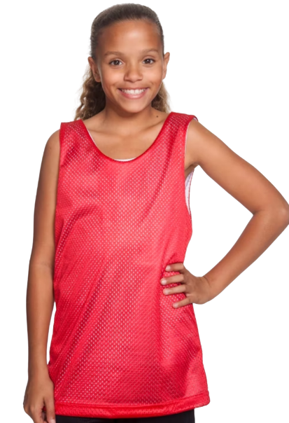 Youth Reversible Mesh Tank - Scarlet / White