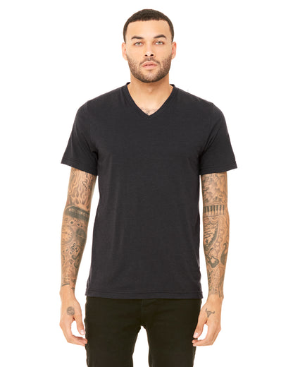 Unisex Triblend V-Neck T-Shirt - Solid Dark Gray Triblend