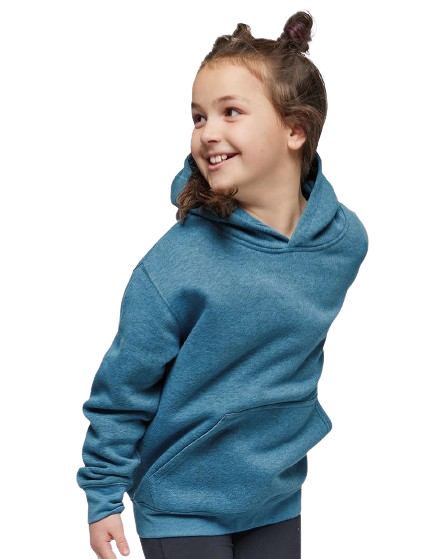 Youth Fleece Hooded Pullover Sweatshirt With Pouch Pocket - Bermuda Blackout