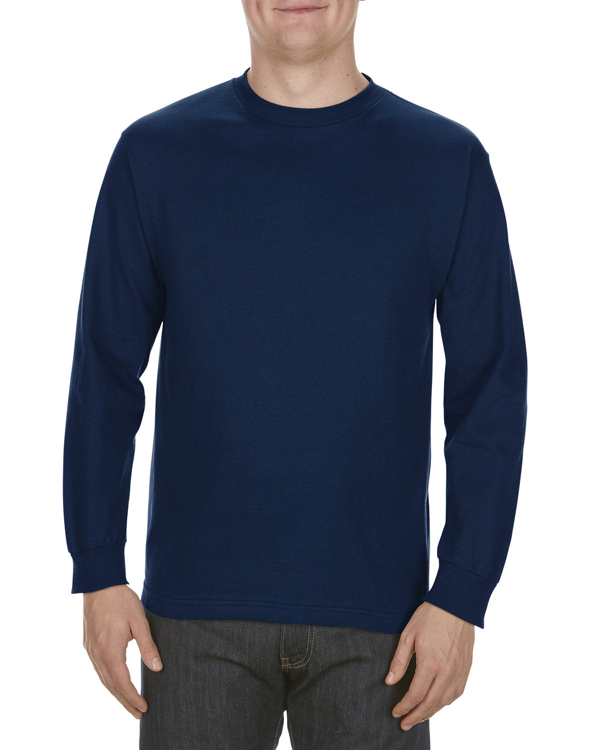 Unisex Heavyweight Cotton Long-Sleeve T-shirt - Navy