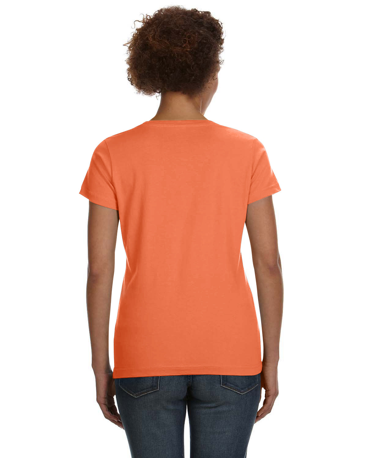Women's V-Neck Fine Jersey T-Shirt - Papaya