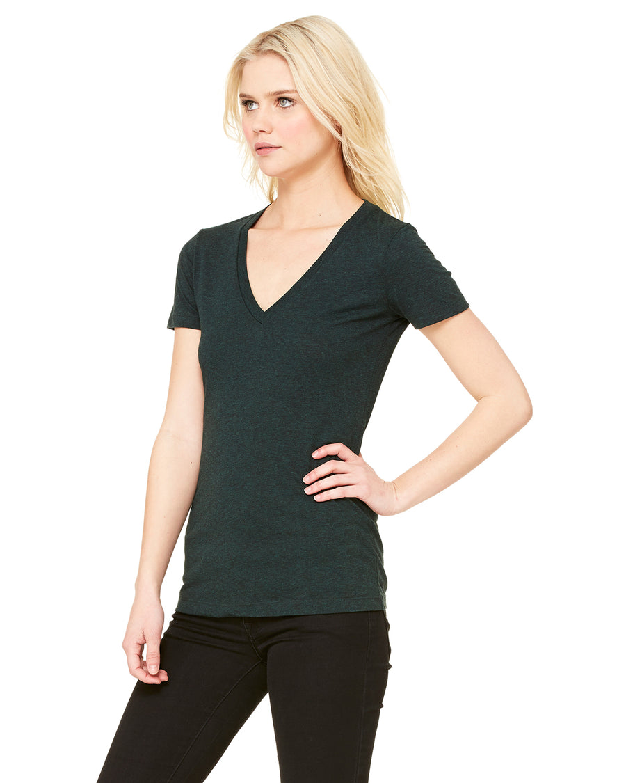 Women's Triblend Short-Sleeve Deep V-Neck T-Shirt - Emerald Triblend