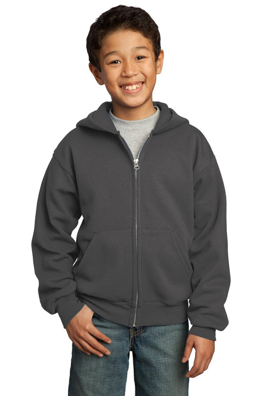 Youth Core Fleece Full-Zip Hoodie - Charcoal