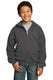 Port & Company PC90YZH - Youth Core Fleece Full-Zip Hoodie - Charcoal
