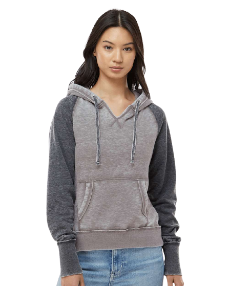 Women's Zen Contrast Pullover Hoodie - Cement / Dark Smoke