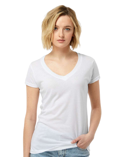 Women's Poly-Rich V-Neck - White