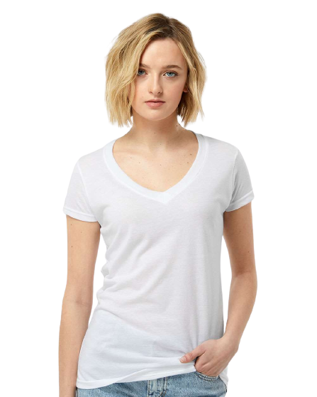 Women's Poly-Rich V-Neck - White