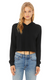 Bella + Canvas 8512 - Women's Cropped Long Sleeve Hooded T-Shirt - Solid Black Triblend