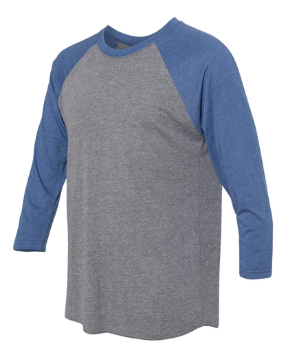 Unisex Triblend 3/4-Sleeve Raglan - Vintage Royal / Premium Heather