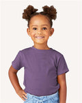 BELLA + CANVAS 3001T Heather Team Purple — on model front