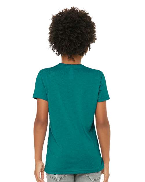 BELLA + CANVAS 3413Y Teal Triblend — on model back