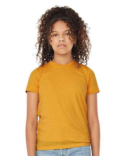 BELLA + CANVAS 3413Y Mustard Triblend — on model front